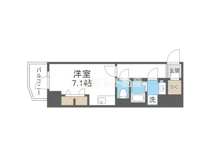 METROSA谷町六丁目サウス(ワンルーム/11階)の間取り写真