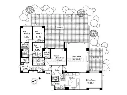 有栖川ホームズ(4SLDK/1階)の間取り写真