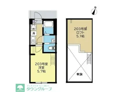 C.B.GREY.東林間(1K/2階)の間取り写真