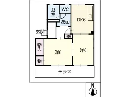 ソレイユ(2DK/1階)の間取り写真