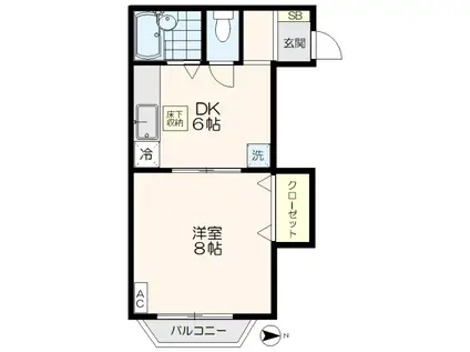 コーポ寿(1DK/1階)の間取り写真