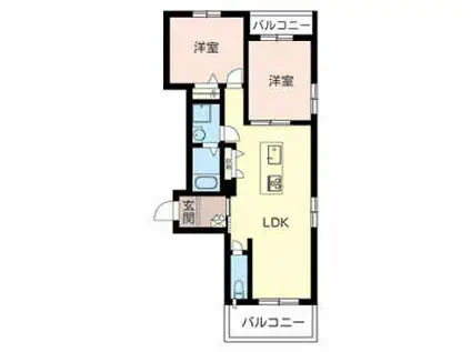 セントヒルズ宝持(2LDK/2階)の間取り写真