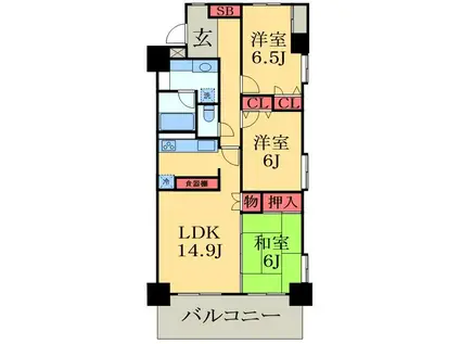 ダイアパレスおゆみ野Ⅱ(3LDK/8階)の間取り写真