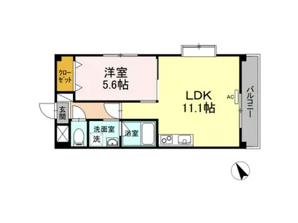 コンフォール空港通(1LDK/5階)の間取り写真