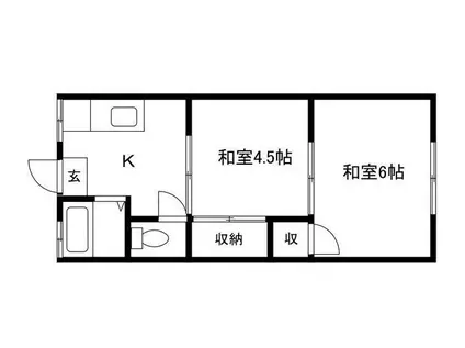 白楊荘(2K/1階)の間取り写真