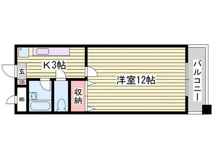 ヴィラ・ソレイユ(1K/3階)の間取り写真