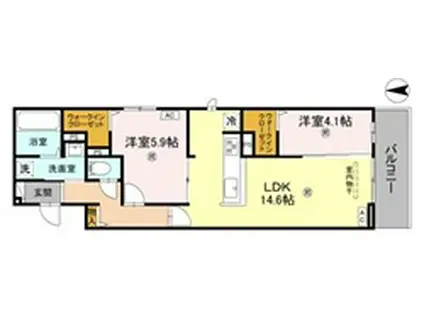 カケット・ブロックスキー(2LDK/1階)の間取り写真