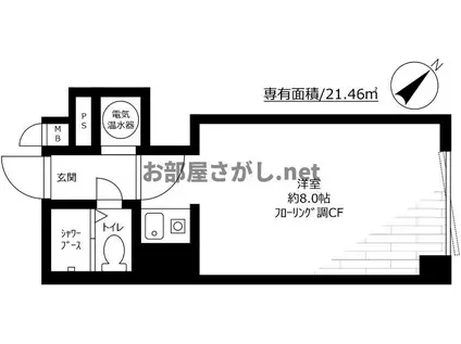 パシフィック乃木坂学生・社会人にオススメ(ワンルーム/4階)の間取り写真