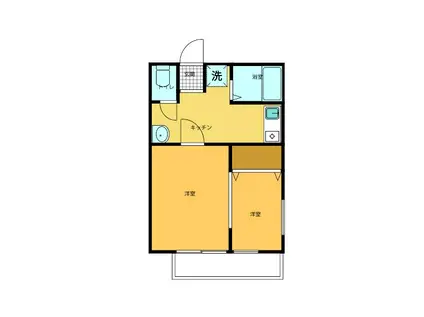 第2コーポ辻(2K/2階)の間取り写真