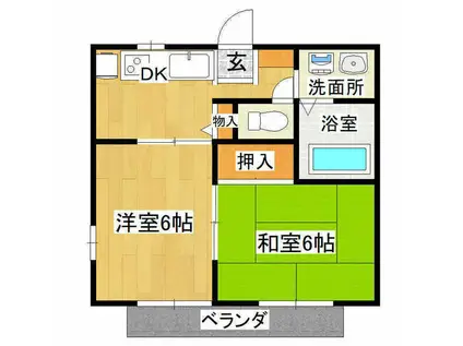 ハイム花みずき(2DK/1階)の間取り写真