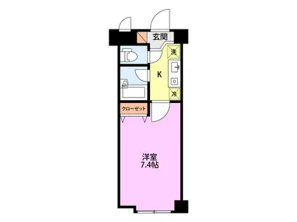 ワンノール米山B(1K/1階)の間取り写真