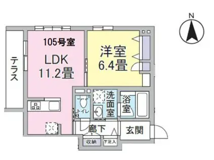 クレイドル ユウシン(1LDK/1階)の間取り写真