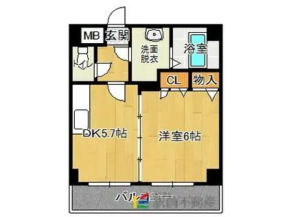 ボンメゾン2(1DK/4階)の間取り写真