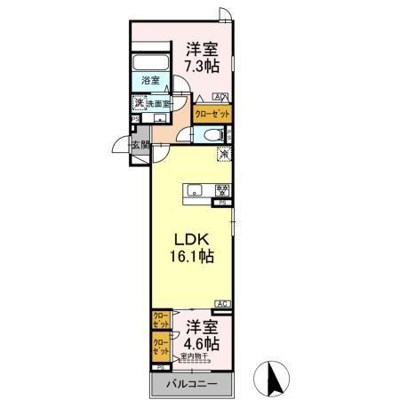 セレスティア竹ノ塚II(2LDK/2階)の間取り写真