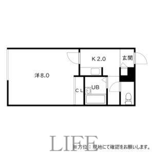 PALAIS DEUX清田一条(1K/2階)の間取り写真