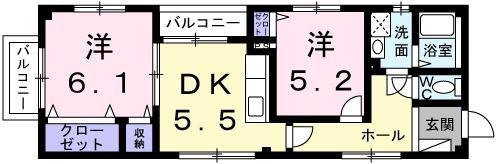 メゾン・ド・エトワール(2DK/2階)の間取り写真