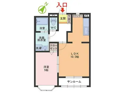 コーポアイリス(1LDK/1階)の間取り写真