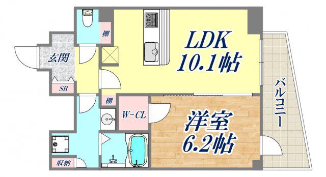 プレサンス THE神戸(1LDK/8階)の間取り写真