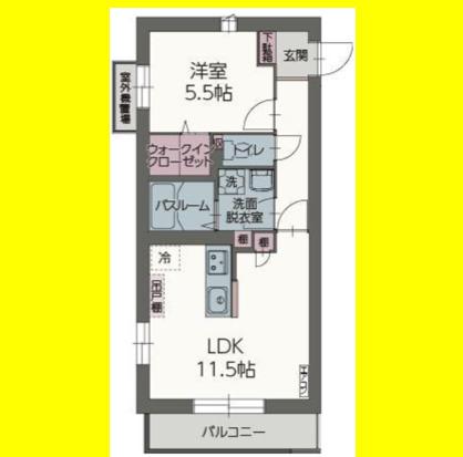 クリスタル・ヴィラ(1LDK/5階)の間取り写真