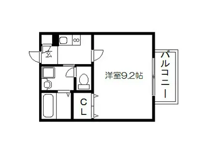 アムール一乗寺I(1K/2階)の間取り写真