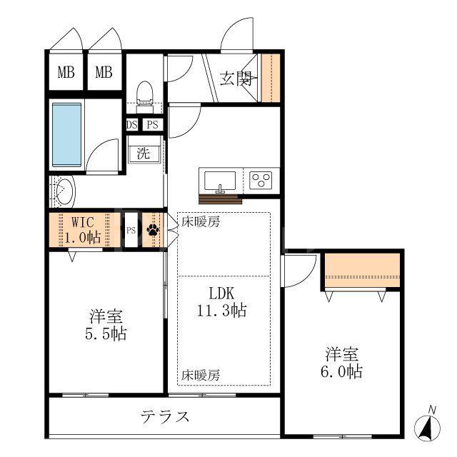 LS PLUS八潮(2LDK/2階)の間取り写真
