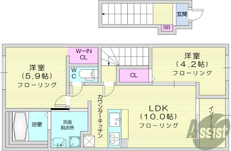 イリアス(2LDK/2階)の間取り写真