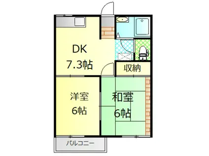 レイクサイドパレス(2DK/2階)の間取り写真