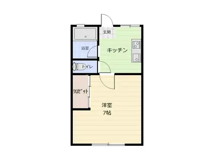 シティハイムB棟(1K/1階)の間取り写真