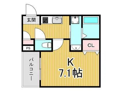 ココングランジュール川西小花(1K/3階)の間取り写真