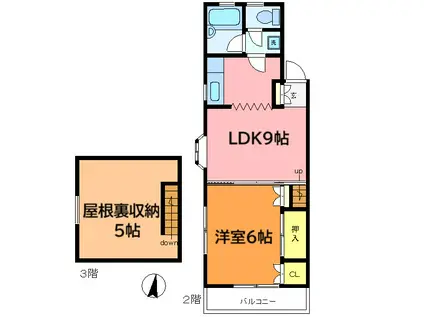 ハイムクローバー(1LDK/2階)の間取り写真