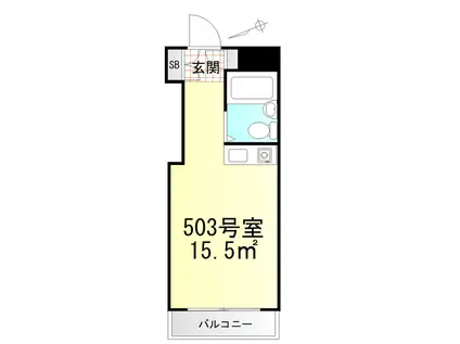 ダイアパレス上野(ワンルーム/5階)の間取り写真