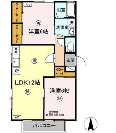 楠小路 C棟(2LDK/2階)の間取り写真