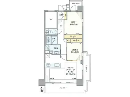 藤和シティホームズ南麻布(2LDK/11階)の間取り写真