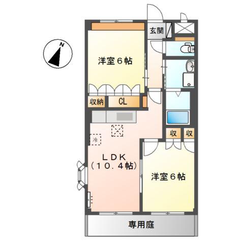 サンパレス(2LDK/1階)の間取り写真