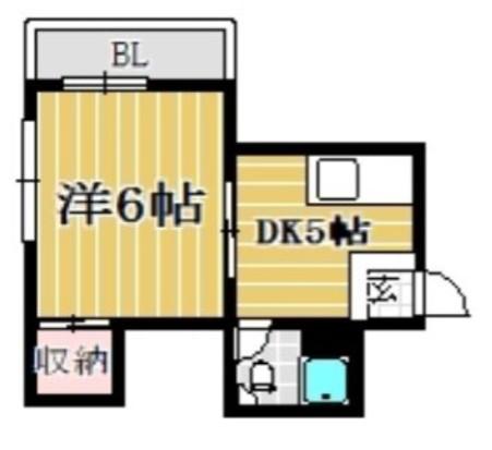 オリンダビレッジ薬院(1DK/1階)の間取り写真