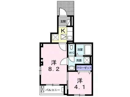 ダウンタウンヒルズ(2K/1階)の間取り写真