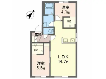 ヴィラ・シーハイル(2LDK/1階)の間取り写真