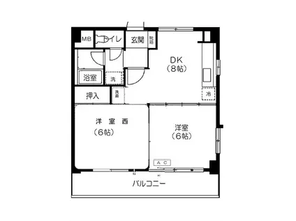 VILLA MEJIRO AVENUE(2DK/2階)の間取り写真