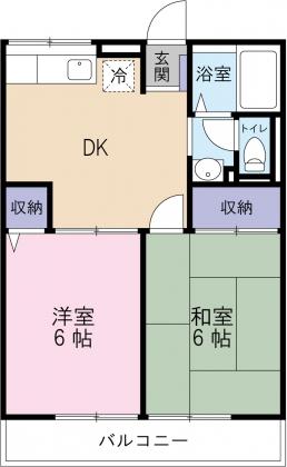 パレスエンドウA(2DK/2階)の間取り写真