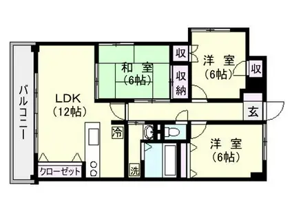 グレイスコート平之町(3LDK/8階)の間取り写真