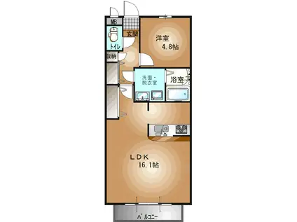 S-DESIGNビル(1LDK/4階)の間取り写真