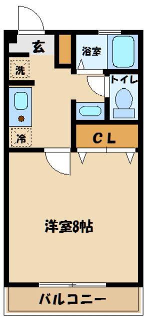 ロックコート(1K/2階)の間取り写真
