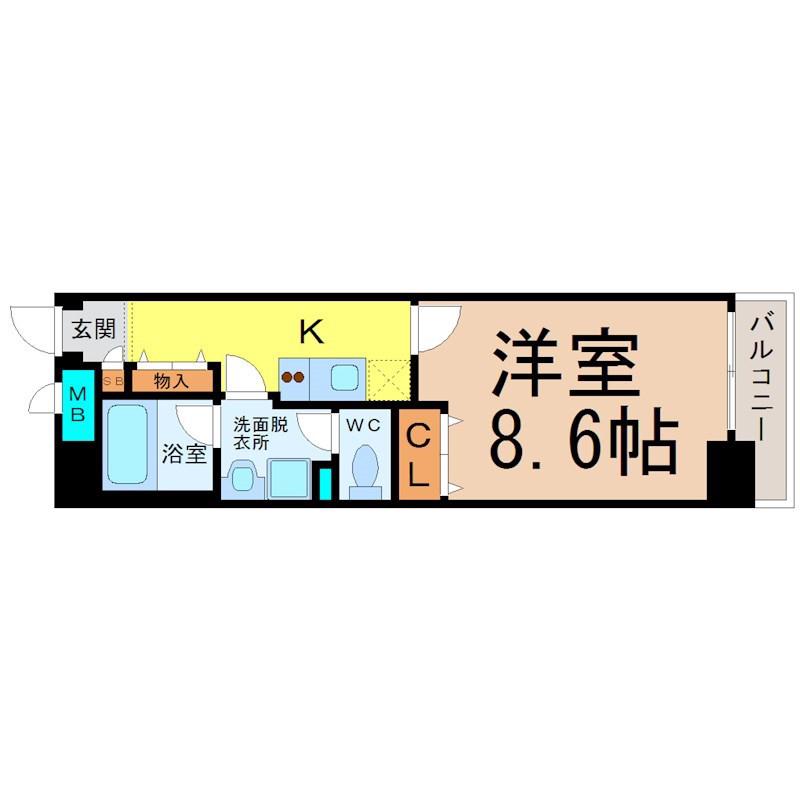 ENCHANTE泉(1K/3階)の間取り写真