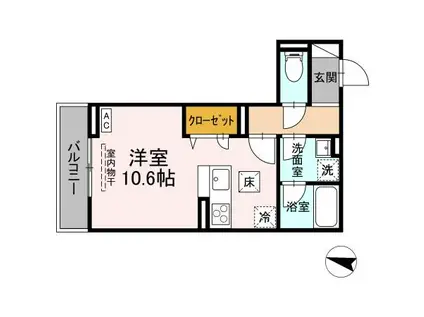 D-ROOM東手城(ワンルーム/1階)の間取り写真