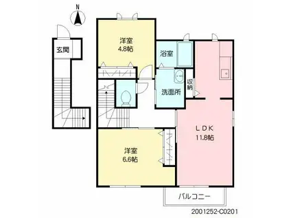 エクシードOGURA C棟 (2LDK/2階)の間取り写真