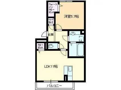 ミッドレジデンスA棟(1LDK/3階)の間取り写真