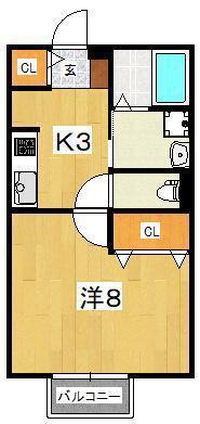 スタークレスト(1K/2階)の間取り写真