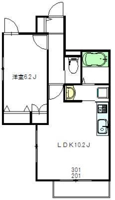 メゾン ボーテ(1LDK/3階)の間取り写真