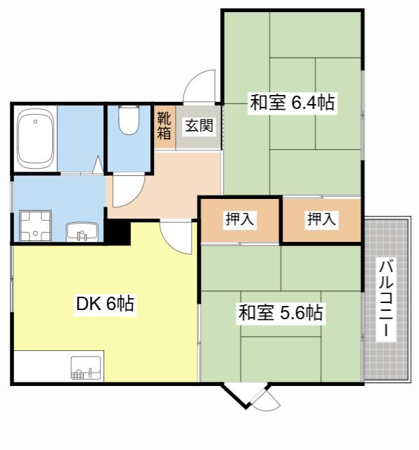 メゾンドシャンドーレ(2DK/2階)の間取り写真