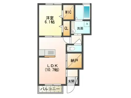 シャイニーコートII(1LDK/1階)の間取り写真